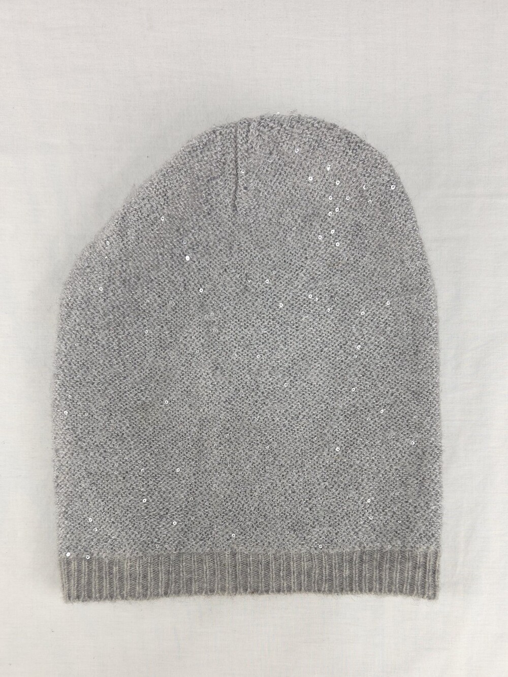 The Letter Cashmere Blend Gray Sequin Beanie